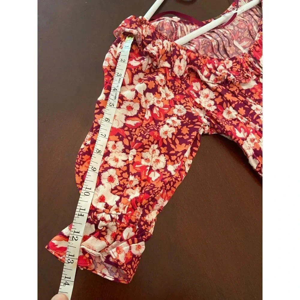 Free People Sweet Memories XS Blouse Floral Boho Feminine